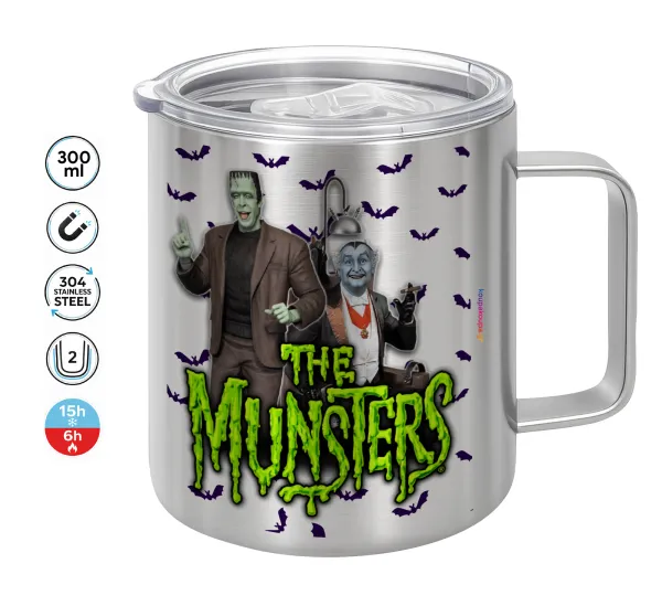 The munsters — Double-walled stainless steel mug 300ml with temperature-retaining lid