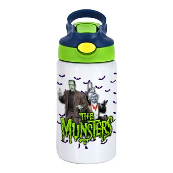 The munsters, Παιδικό παγούρι θερμό, ανοξείδωτο, με καλαμάκι ασφαλείας, πράσινο/μπλε (350ml)