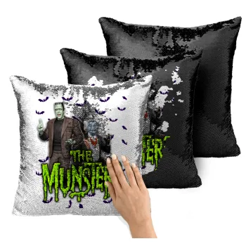The munsters, Μαξιλάρι καναπέ Μαγικό Μαύρο με πούλιες 40x40cm περιέχεται το γέμισμα