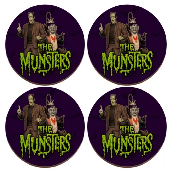 The munsters, ΣΕΤ x4 Σουβέρ ξύλινα στρογγυλά plywood (9cm)