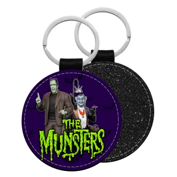 The munsters, Μπρελόκ Δερματίνη, στρογγυλό ΜΑΥΡΟ (5cm)