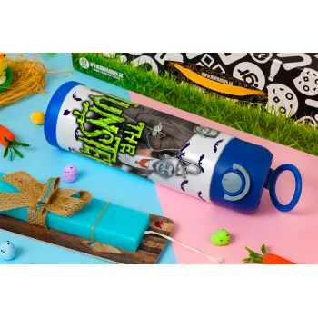 The munsters, Easter candle, Childrens hot water bottle, stainless steel, with safety straw, BLUE (500ml)