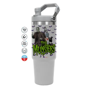 The munsters, ΓΚΡΙ χρώματος Θερμός Ανοξείδωτο 890ml (30oz) με χερούλι