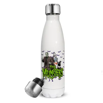 The munsters, Μεταλλικό παγούρι θερμός Λευκό (Stainless steel), διπλού τοιχώματος, 500ml