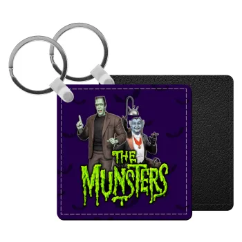 The munsters, Μπρελόκ Δερματίνη, τετράγωνο ΜΑΥΡΟ (5x5cm)