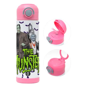 The munsters, Children's hot water bottle, stainless steel, with safety straw, PINK (500ml)