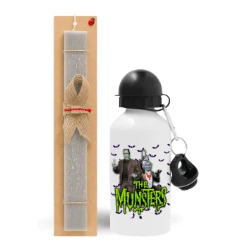 The munsters, Easter Set, metallic aluminum water bottle (500ml) & aromatic flat Easter candle (30cm) (GRAY)
