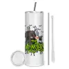 Tumbler stainless steel 600ml, with metal straw & cleaning brush