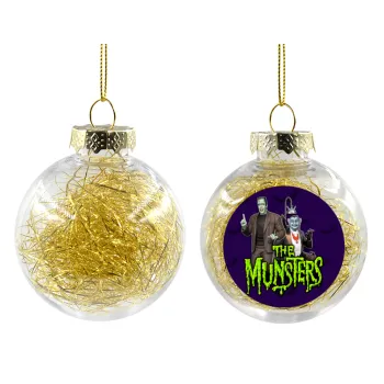 The munsters, Transparent Christmas tree ball ornament with gold filling 8cm