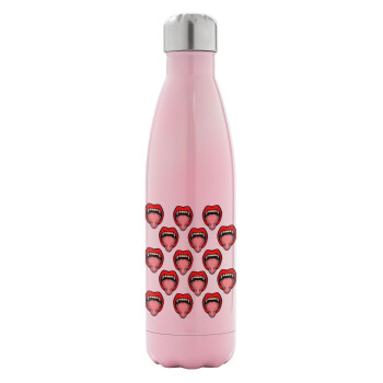 vampire lips, Metal mug thermos Pink Iridiscent (Stainless steel), double wall, 500ml