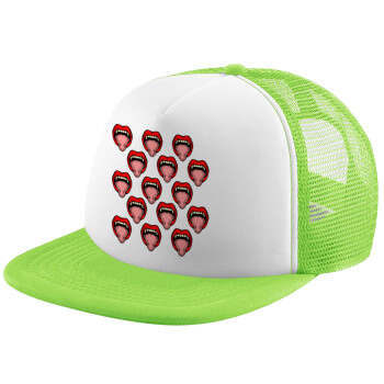 vampire lips, Καπέλο Soft Trucker με Δίχτυ Πράσινο/Λευκό