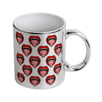 vampire lips, Mug ceramic, silver mirror, 330ml