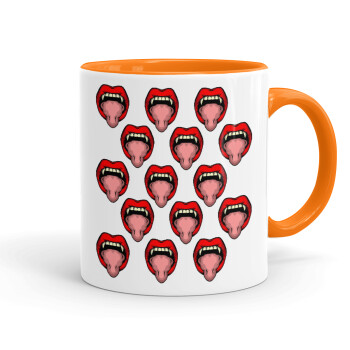 vampire lips, Mug colored orange, ceramic, 330ml