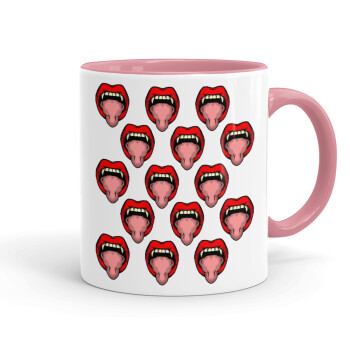 vampire lips, Mug colored pink, ceramic, 330ml