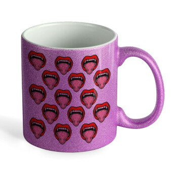 vampire lips, Κούπα Μωβ Glitter που γυαλίζει, κεραμική, 330ml