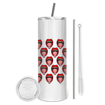 vampire lips, Eco friendly stainless steel tumbler 600ml, with metal straw & cleaning brush
