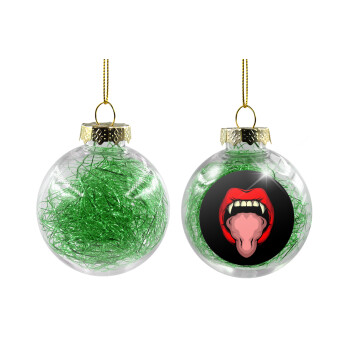 vampire lips, Χριστουγεννιάτικη μπάλα δένδρου διάφανη με πράσινο γέμισμα 8cm