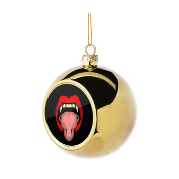 vampire lips, Χριστουγεννιάτικη μπάλα δένδρου Χρυσή 8cm