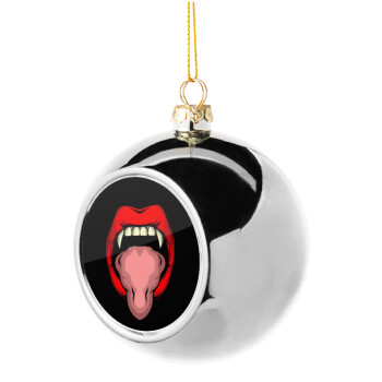 vampire lips, Χριστουγεννιάτικη μπάλα δένδρου Ασημένια 8cm