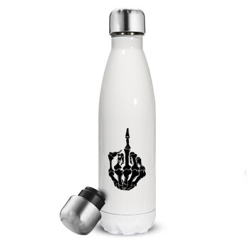 Middle finger, Metal mug thermos White (Stainless steel), double wall, 500ml
