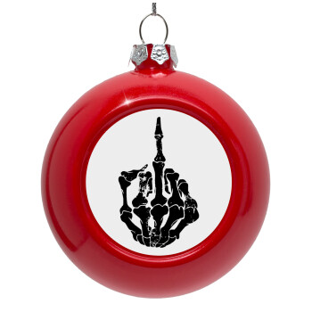 Middle finger, Red Christmas tree ornament bauble 8cm