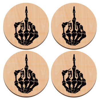 Middle finger, ΣΕΤ x4 Σουβέρ ξύλινα στρογγυλά plywood (9cm)