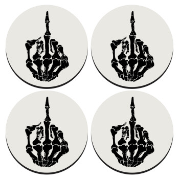 Middle finger, SET of 4 round wooden coasters (9cm)