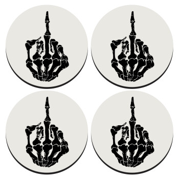 Middle finger, SET of 4 round wooden coasters (9cm)