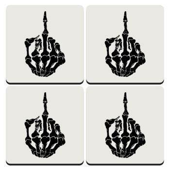 Middle finger, ΣΕΤ 4 Σουβέρ ξύλινα τετράγωνα (9cm)