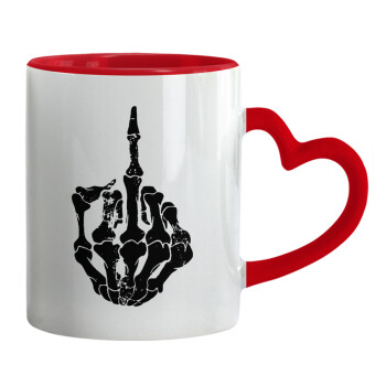 Middle finger, Mug heart red handle, ceramic, 330ml