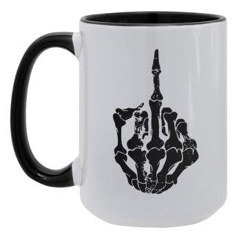Middle finger, Κούπα Mega 15oz, κεραμική Μαύρη, 450ml