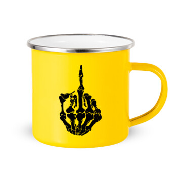 Middle finger, Yellow Enamel Metallic Cup 360ml