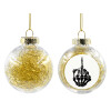 Transparent Christmas tree ball ornament with gold filling 8cm