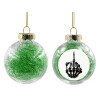Transparent Christmas tree ball ornament with green filling 8cm