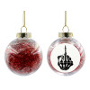Transparent Christmas tree ball ornament with red filling 8cm