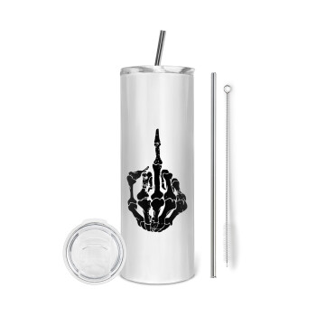 Middle finger, Eco friendly stainless steel tumbler 600ml, with metal straw & cleaning brush