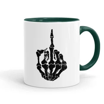 Middle finger, Κούπα χρωματιστή πράσινη, κεραμική, 330ml