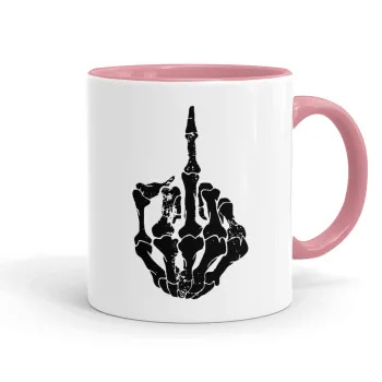 Middle finger, Κούπα χρωματιστή ροζ, κεραμική, 330ml