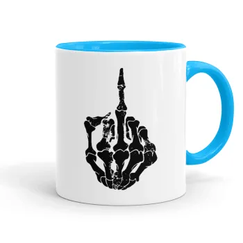 Middle finger, Κούπα χρωματιστή γαλάζια, κεραμική, 330ml