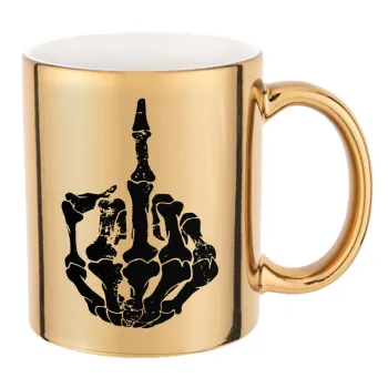 Middle finger, Κούπα κεραμική, χρυσή καθρέπτης, 330ml