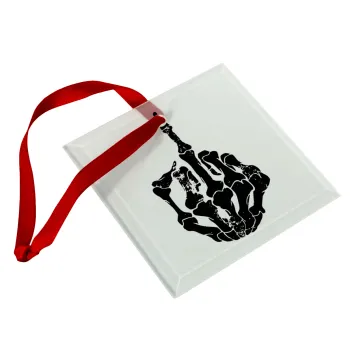 Middle finger, Στολίδι Χριστουγεννιάτικο στολίδι γυάλινο τετράγωνο 9x9cm