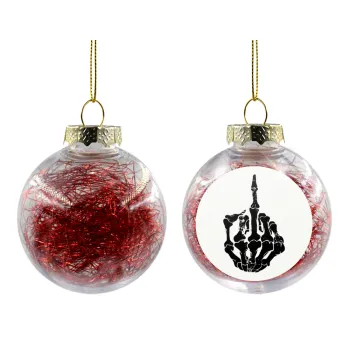 Middle finger, Στολίδι Χριστουγεννιάτικη μπάλα δένδρου διάφανη με κόκκινο γέμισμα 8cm