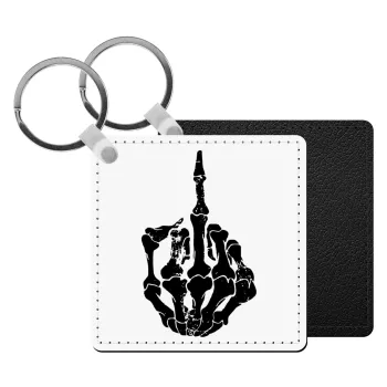 Middle finger, Μπρελόκ Δερματίνη, τετράγωνο ΜΑΥΡΟ (5x5cm)