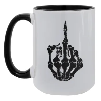 Middle finger, Κούπα Mega 15oz, κεραμική Μαύρη, 450ml