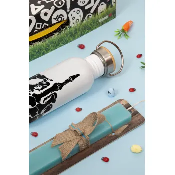 Middle finger, Πασχαλινή Λαμπάδα με παγούρι μεταλλικό (620ml, stainless steel) & κερί αρωματικό πλακέ (30cm) (ΤΙΡΚΟΥΑΖ)