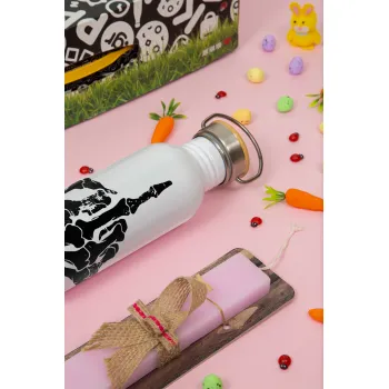 Middle finger, Πασχαλινή Λαμπάδα με παγούρι μεταλλικό (620ml, stainless steel) & κερί αρωματικό πλακέ (30cm) (ΡΟΖ)