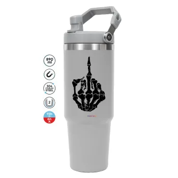 Middle finger, GREY color, 890ml (30oz) stainless Steel Tumbler with Handle