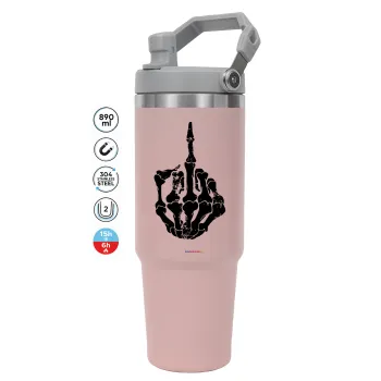Middle finger, Pink color, 890ml (30oz) stainless Steel Tumbler with Handle