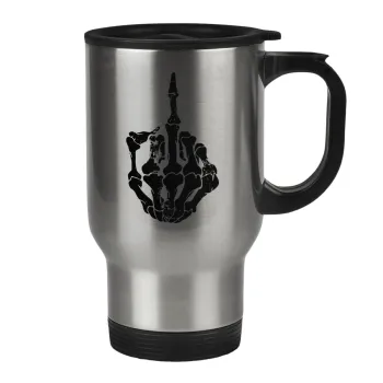 Middle finger, Κούπα ταξιδιού ανοξείδωτη με καπάκι, διπλού τοιχώματος (θερμό) 450ml