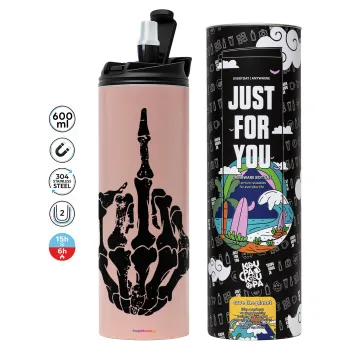Middle finger, Tumbler ποτήρι θερμό ΡΟΖ από ανοξείδωτο ατσάλι 600ml